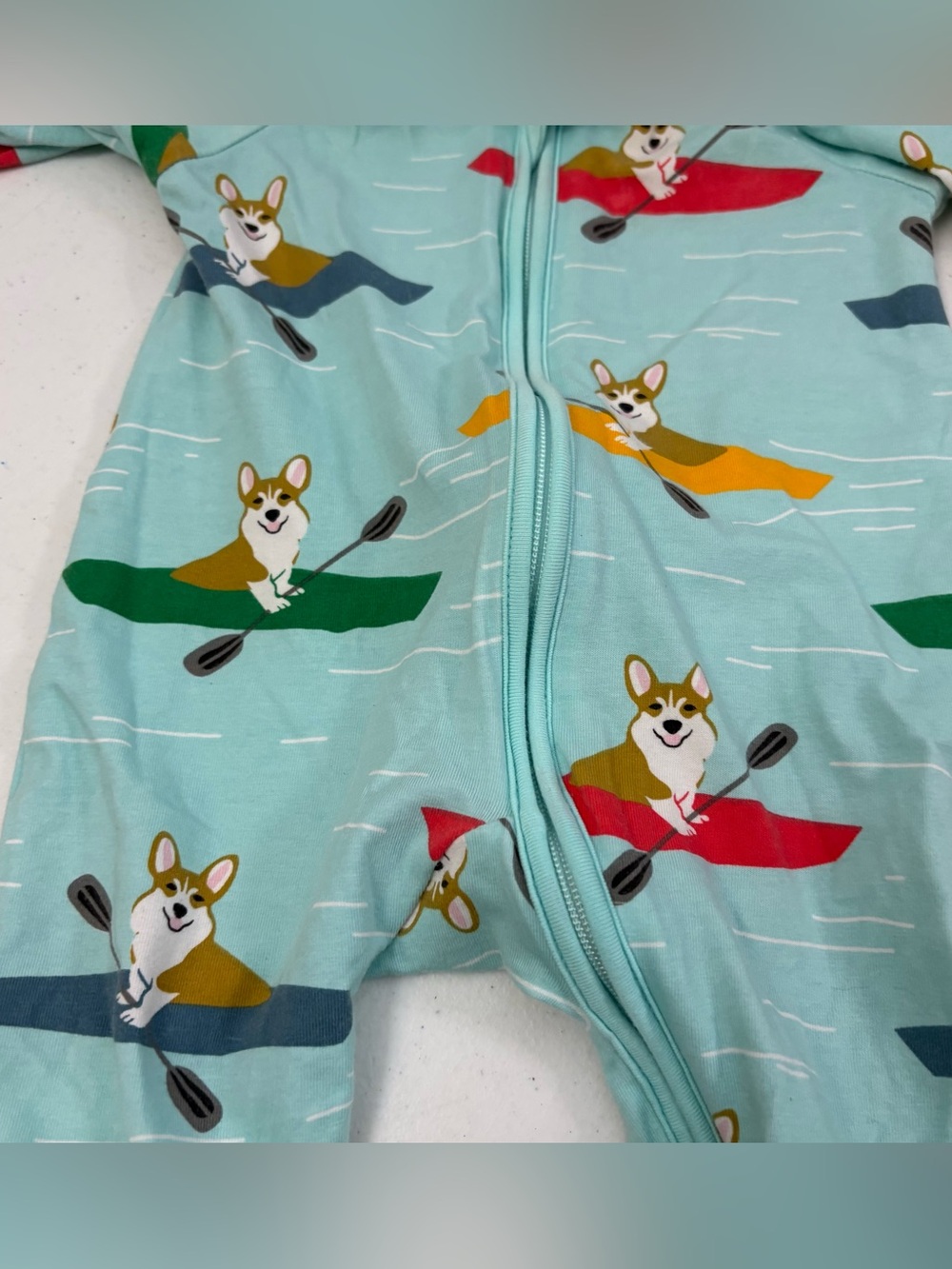 Good Luck sock pajamas Corgi's Kayaking Baby Pajamas newborn light blue - Picture 2 of 6